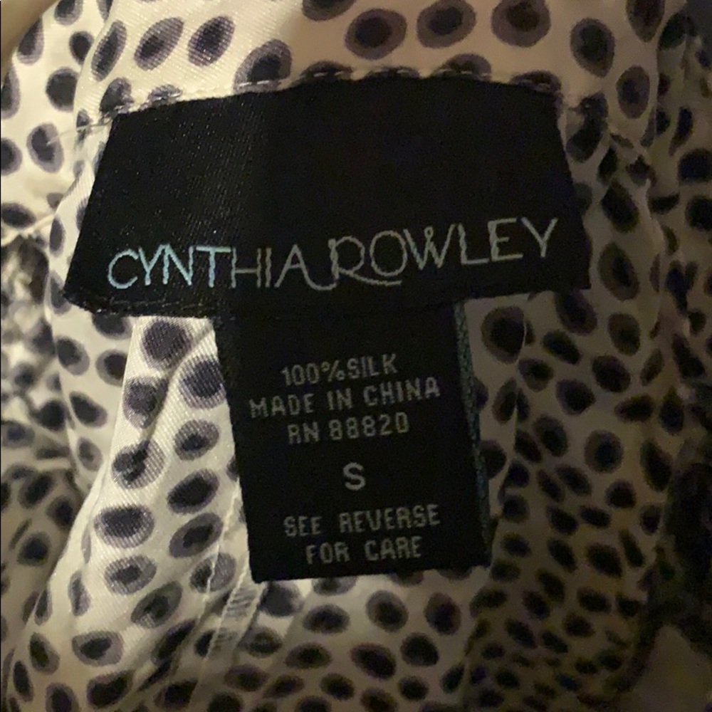 Cynthia Rowley 100 % Silk White Black Polka Dot V Neck Ruffle Sleeveless Top - Picture 5 of 7